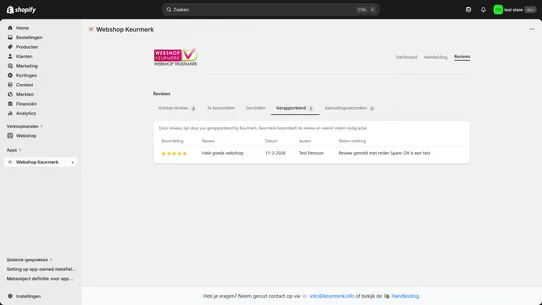 Webshop Keurmerk screenshot