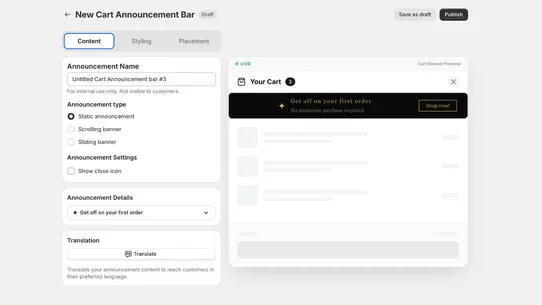 MS Announcement Bars screenshot