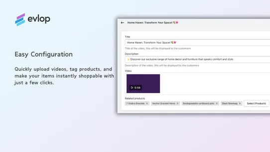 Evlop ‑ Shoppable Videos screenshot
