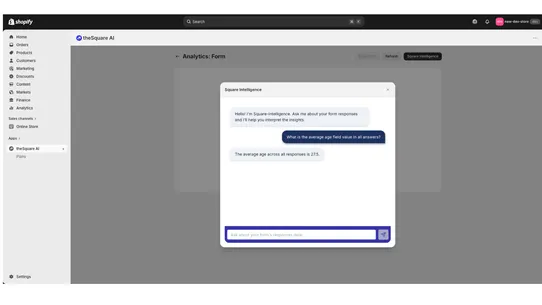theSquare AI Forms + Analytics screenshot