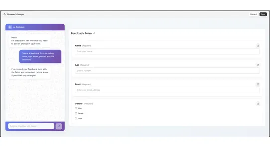 theSquare AI Forms + Analytics screenshot