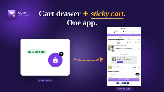Kazam Cart Drawer Cart Upsell screenshot