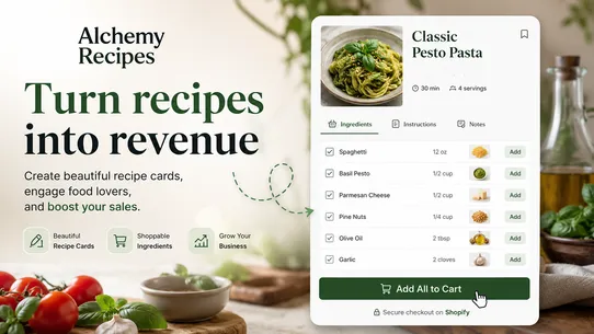 Alchemy Recipes &amp; Add to Cart screenshot