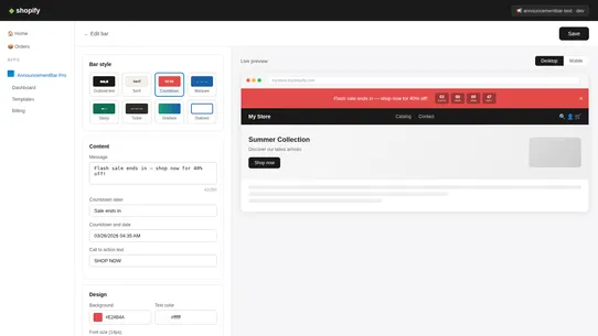 AnnouncementBar Pro screenshot