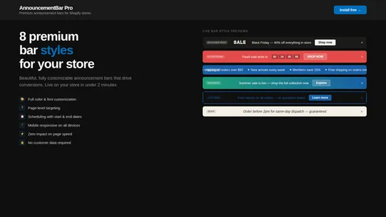 AnnouncementBar Pro screenshot
