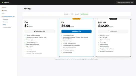 AnnouncementBar Pro screenshot