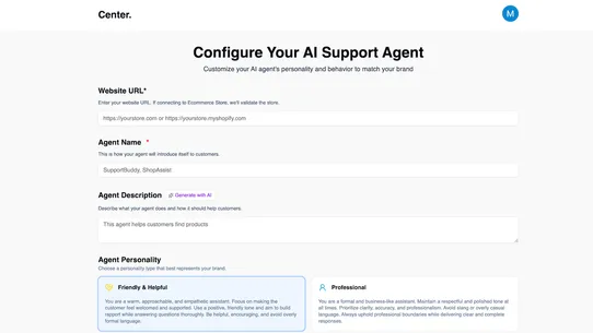 Center screenshot