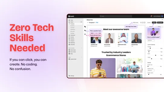 Team &amp; About Us screenshot