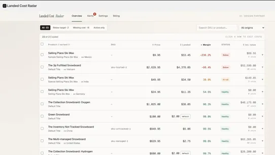 Cost Radar screenshot