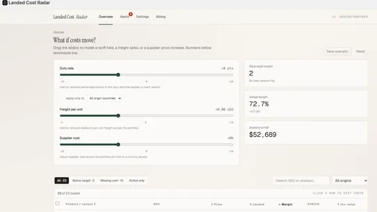 Cost Radar screenshot