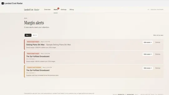 Cost Radar screenshot