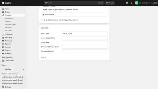 DateCue: Metafield Automation screenshot