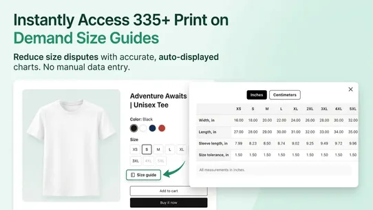 TagFit Size Charts for POD screenshot