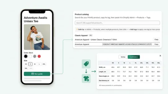 TagFit Size Charts for POD screenshot