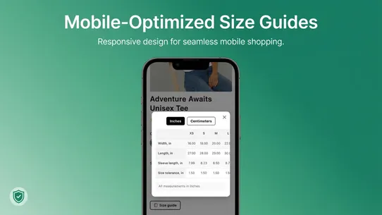 TagFit Size Charts for POD screenshot