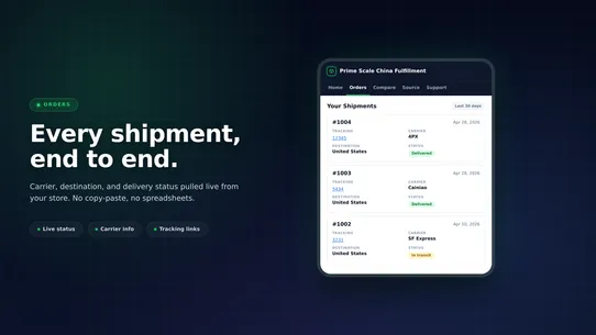 Prime Scale China Fulfillment screenshot