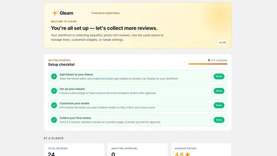 Gleam Reviews screenshot