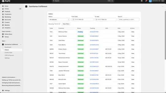 SamVertex Fulfillment screenshot