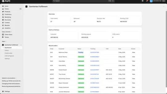 SamVertex Fulfillment screenshot