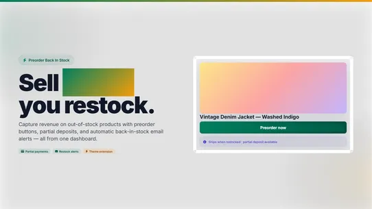 Preorder Back In Stock screenshot