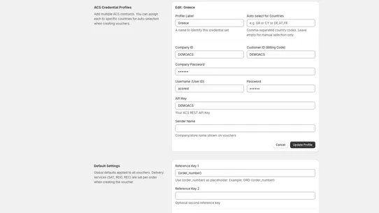 ACS Courier Voucher Labels screenshot