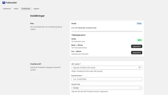 Fraktsedlar screenshot