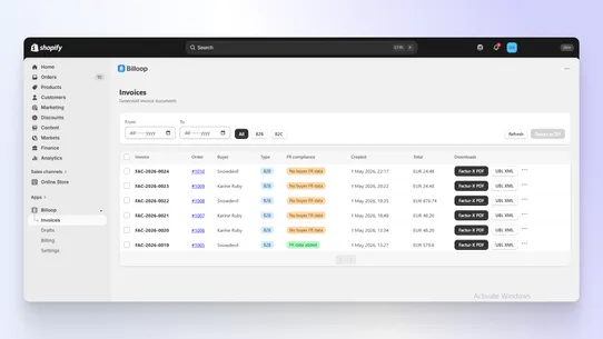 Billoop screenshot