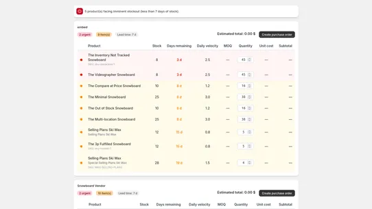 Replen: Inventory &amp; POs screenshot