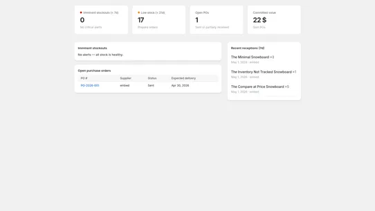Replen: Inventory &amp; POs screenshot