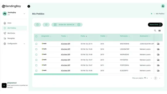 SendingBay eComm screenshot