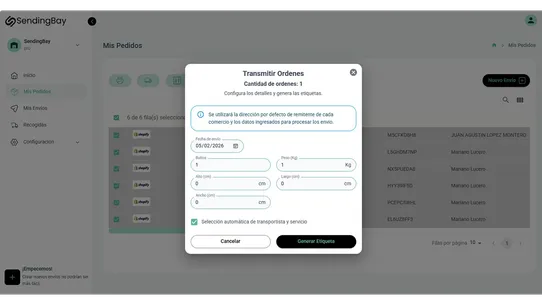 SendingBay eComm screenshot