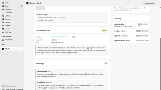 Adjudge: Returns &amp; Fraud AI screenshot