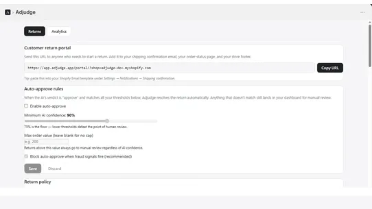 Adjudge: Returns &amp; Fraud AI screenshot