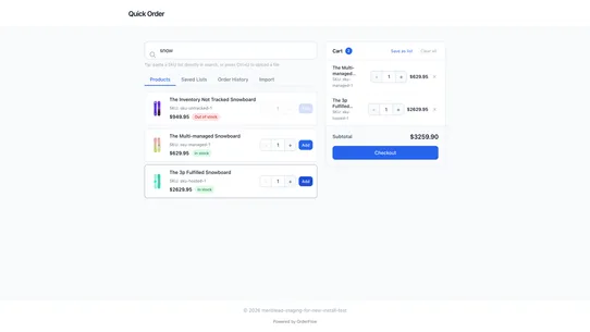 OrderFlow ‑ B2B Quick Order screenshot
