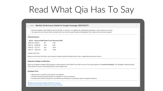 Qia ‑ AI Report Generator screenshot
