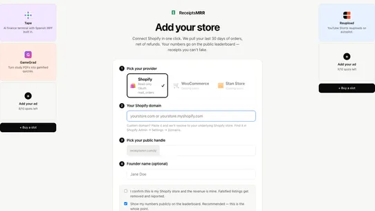 ReceiptsMRR screenshot