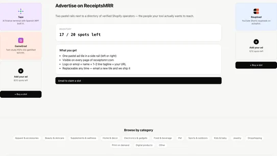 ReceiptsMRR screenshot
