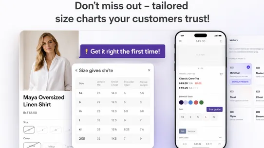 Storely Size Charts &amp; Fit screenshot
