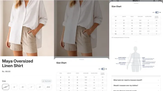 Storely Size Charts &amp; Fit screenshot