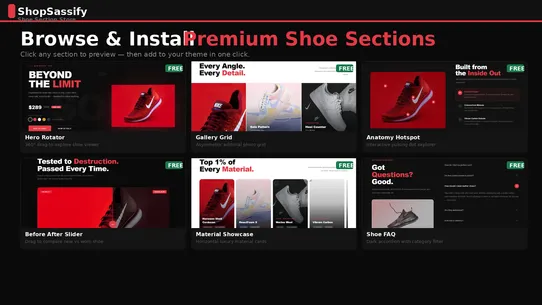 ShopSassify ‑ Shoe Sections screenshot