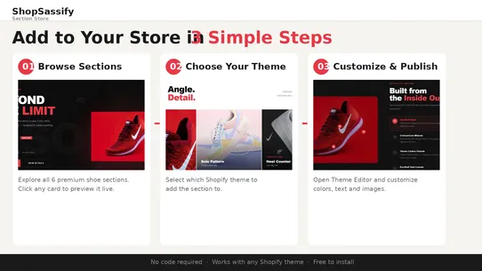 ShopSassify ‑ Shoe Sections screenshot