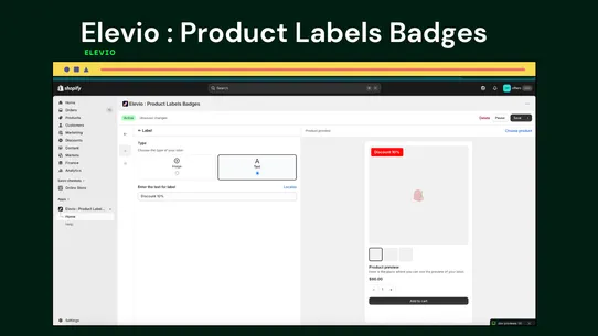 Elevio Product Labels &amp; Badges screenshot
