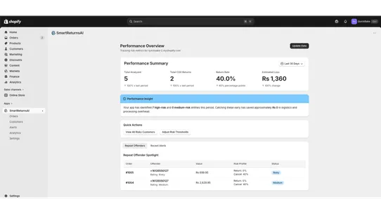 SmartReturns screenshot