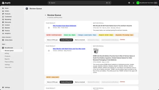 RecallDocket screenshot