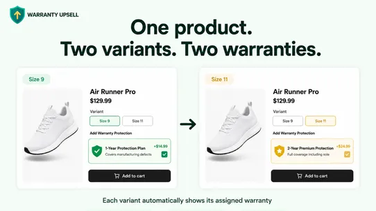 Warranty Upsell screenshot