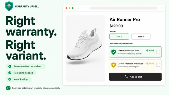 Warranty Upsell screenshot