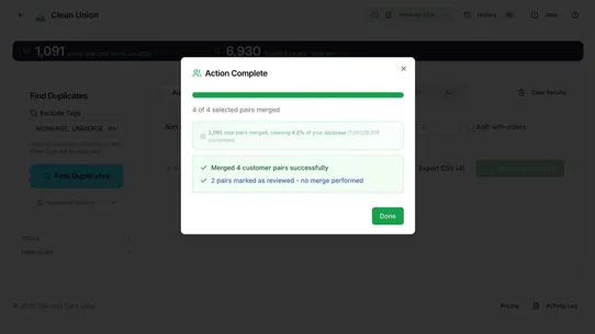 Clean Union ‑ Customer Dedupe screenshot