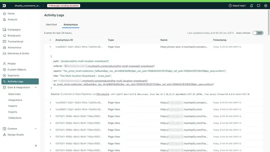 Customer io Tracker screenshot