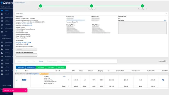 Quivers Distributed OMS screenshot