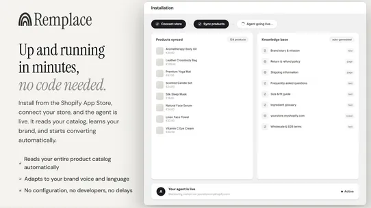 Remplace: AI Sales Agent screenshot